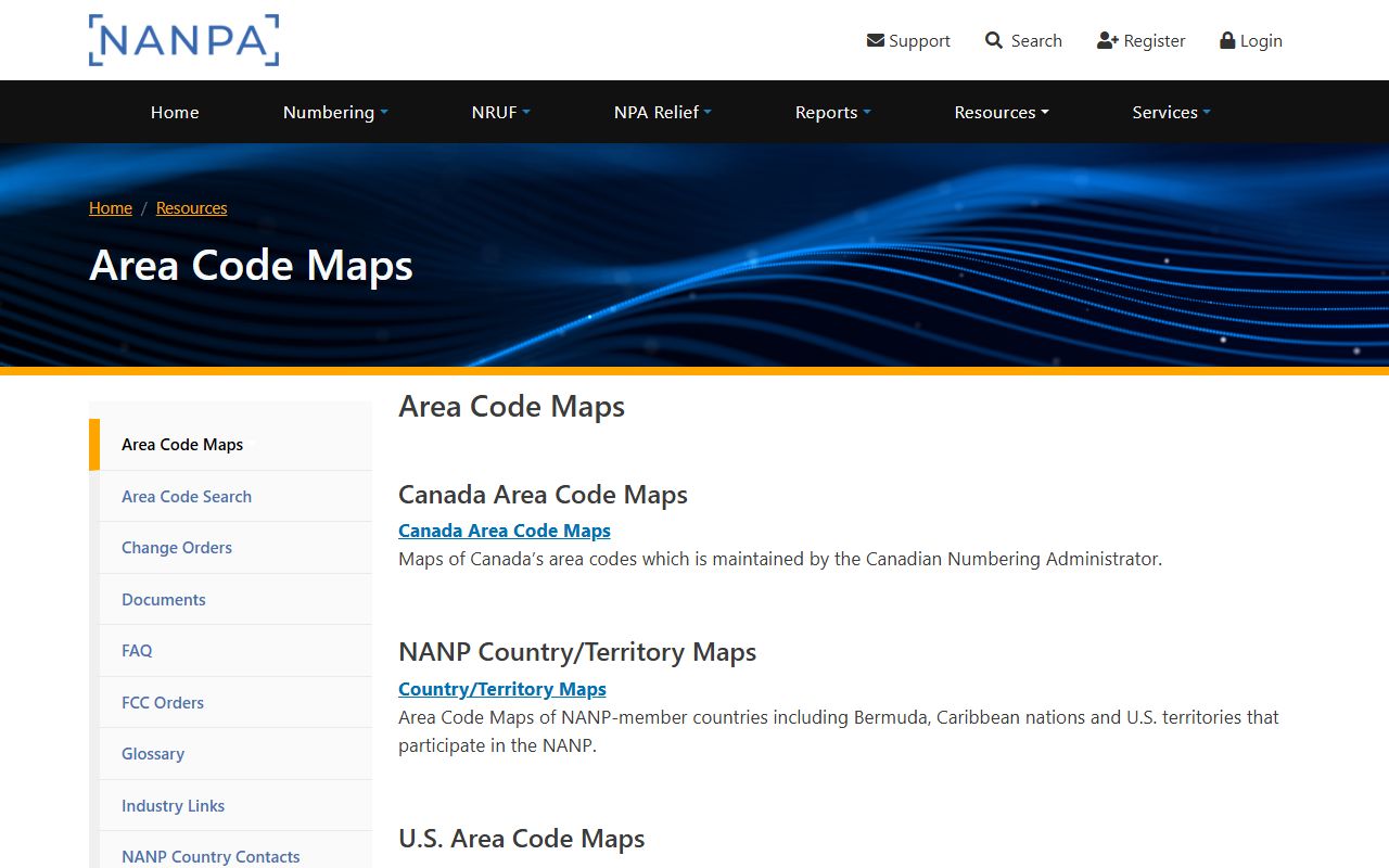 Union County phone area codes NANPA area-code maps