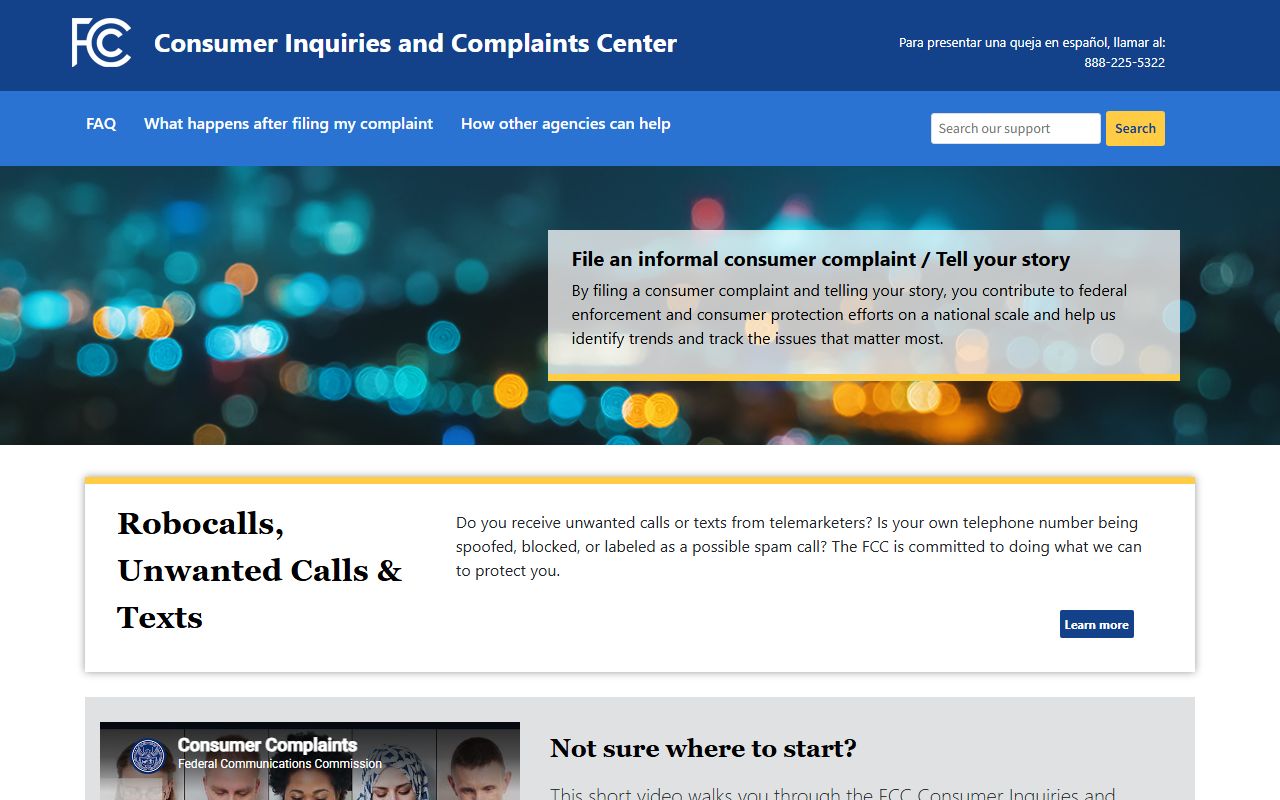 FCC Consumer Complaint Center for Union County unwanted call and telecom complaints